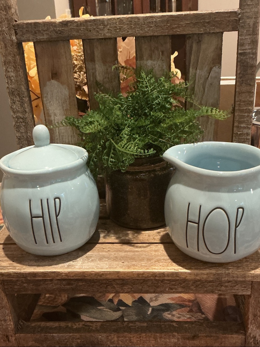 EUC - Rae Dunn Easter HIP HOP Cream and Sugar Set